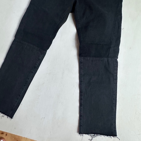 Helmut Lang High Rise Crop Slim Vintage Black Patchwork Jeans - Picture 3 of 11